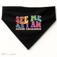 Retro See Me As I Am Autism Awareness USA-Made Doggie Bandana thumb 0