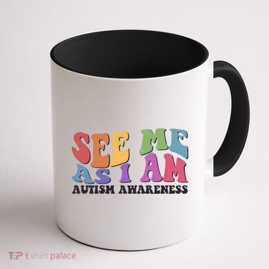 Retro See Me As I Am Autism Awareness Coffee Mug back