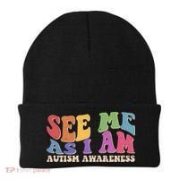 Retro See Me As I Am Autism Awareness Beanie thumb 0