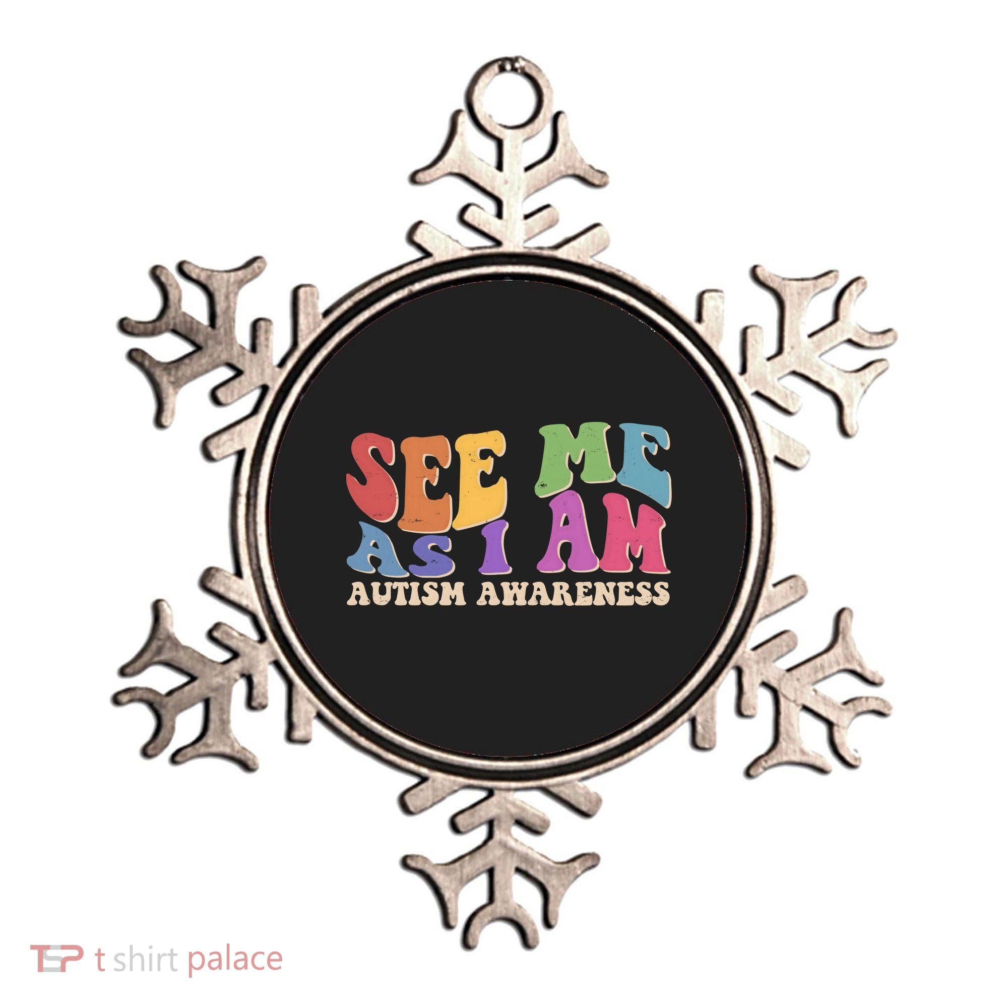 Retro See Me As I Am Autism Awareness Ornament
