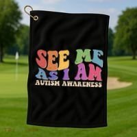 Retro See Me As I Am Autism Awareness Golf Towel thumb 1