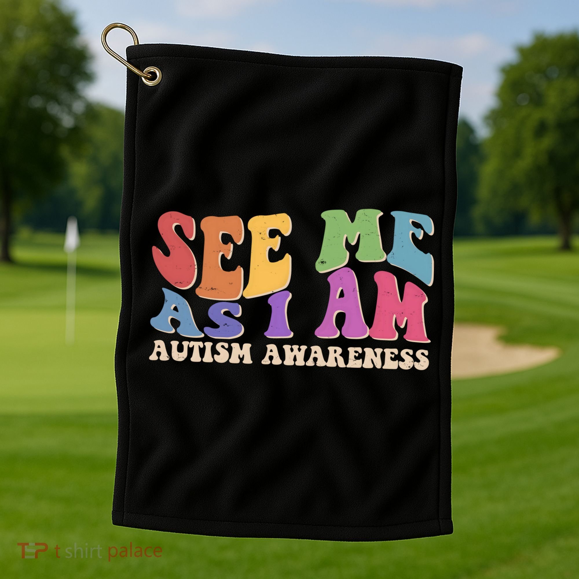 Retro See Me As I Am Autism Awareness Golf Towel
