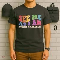 Retro See Me As I Am Autism Awareness T-Shirt thumb 6