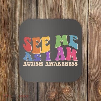 Retro See Me As I Am Autism Awareness Coaster