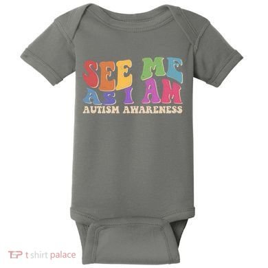 Retro See Me As I Am Autism Awareness Baby Bodysuit