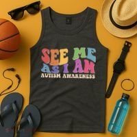 Retro See Me As I Am Autism Awareness Tank Top thumb 4