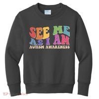 Retro See Me As I Am Autism Awareness Kids Sweatshirt thumb 0