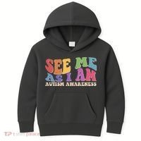 Retro See Me As I Am Autism Awareness Kids Hoodie thumb 0