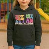 Retro See Me As I Am Autism Awareness Kids Hoodie thumb 3