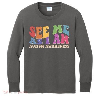 Retro See Me As I Am Autism Awareness Kids Long Sleeve Shirt