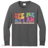 Retro See Me As I Am Autism Awareness Kids Long Sleeve Shirt thumb 0