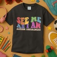Retro See Me As I Am Autism Awareness Kids T-Shirt thumb 3