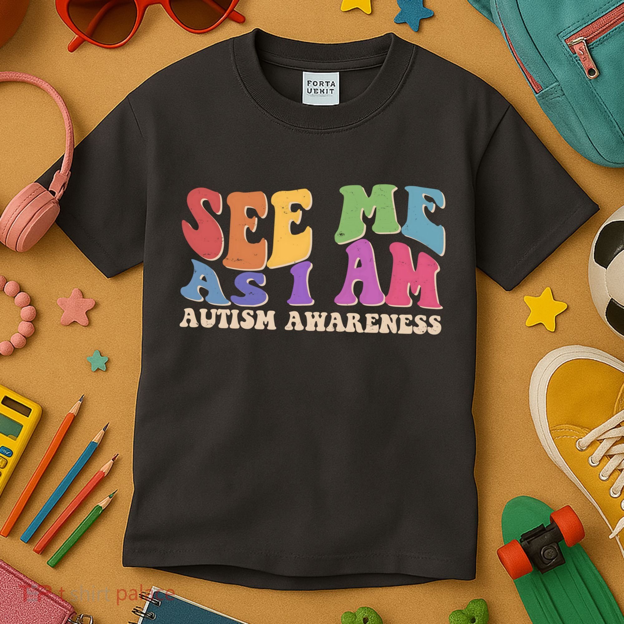 Retro See Me As I Am Autism Awareness Kids T-Shirt