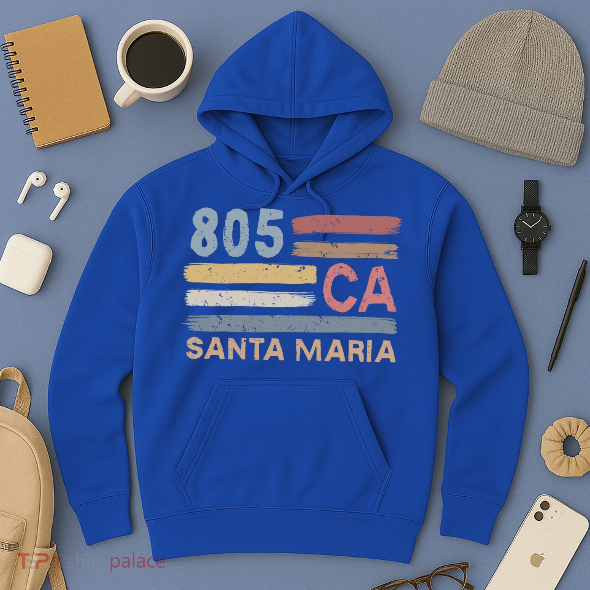 Retro Santa Maria Area Code 805 Residents State California Gift Hoodie