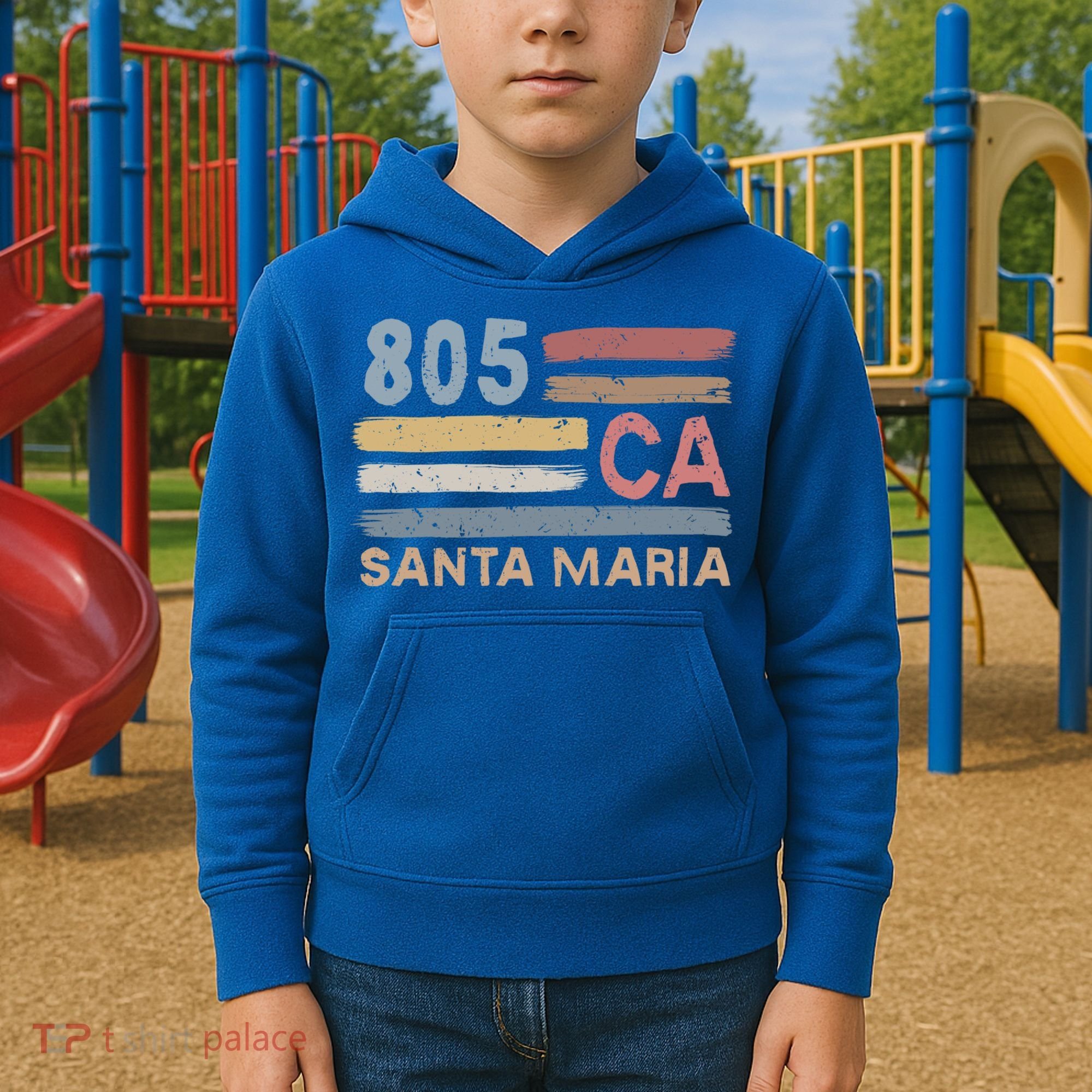 Retro Santa Maria Area Code 805 Residents State California Gift Kids Hoodie