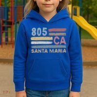 Retro Santa Maria Area Code 805 Residents State California Gift Kids Hoodie thumb 3