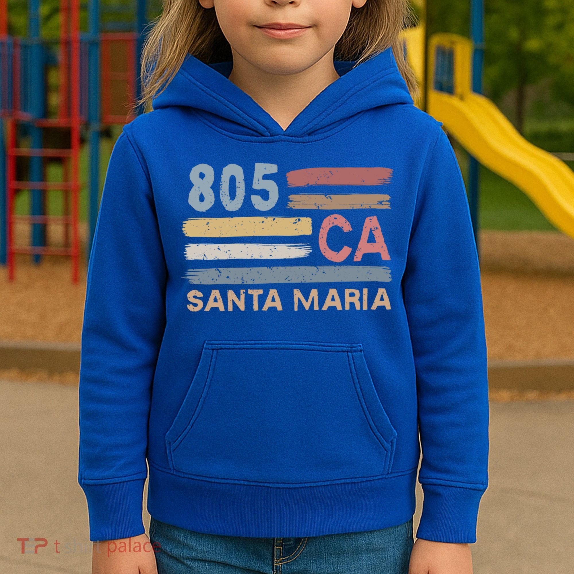 Retro Santa Maria Area Code 805 Residents State California Gift Kids Hoodie