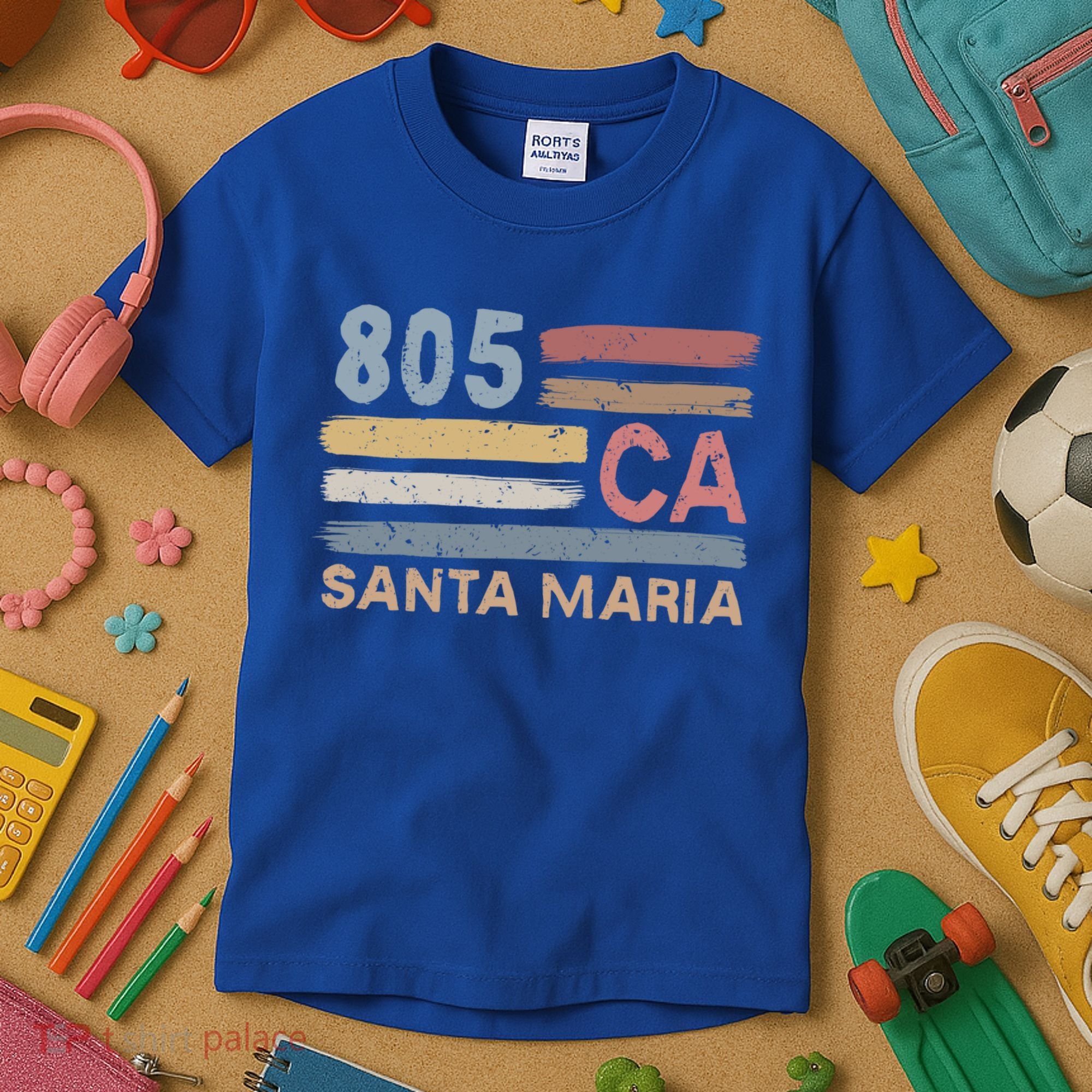 Retro Santa Maria Area Code 805 Residents State California Gift Kids T-Shirt