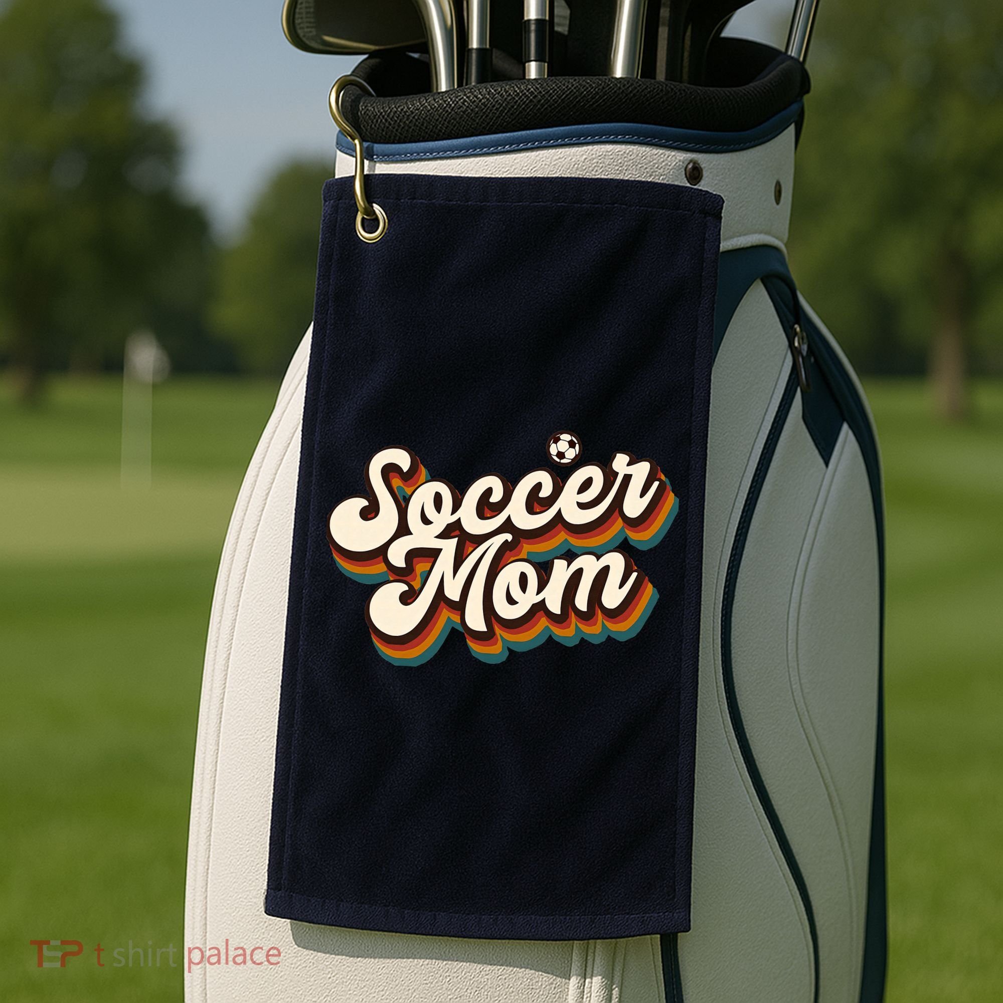 Retro Soccer Mom Graphic Soccer Mom Golf Towel