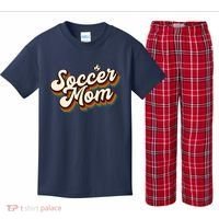 Retro Soccer Mom Graphic Soccer Mom Kids Plaid Pajama Set thumb 0
