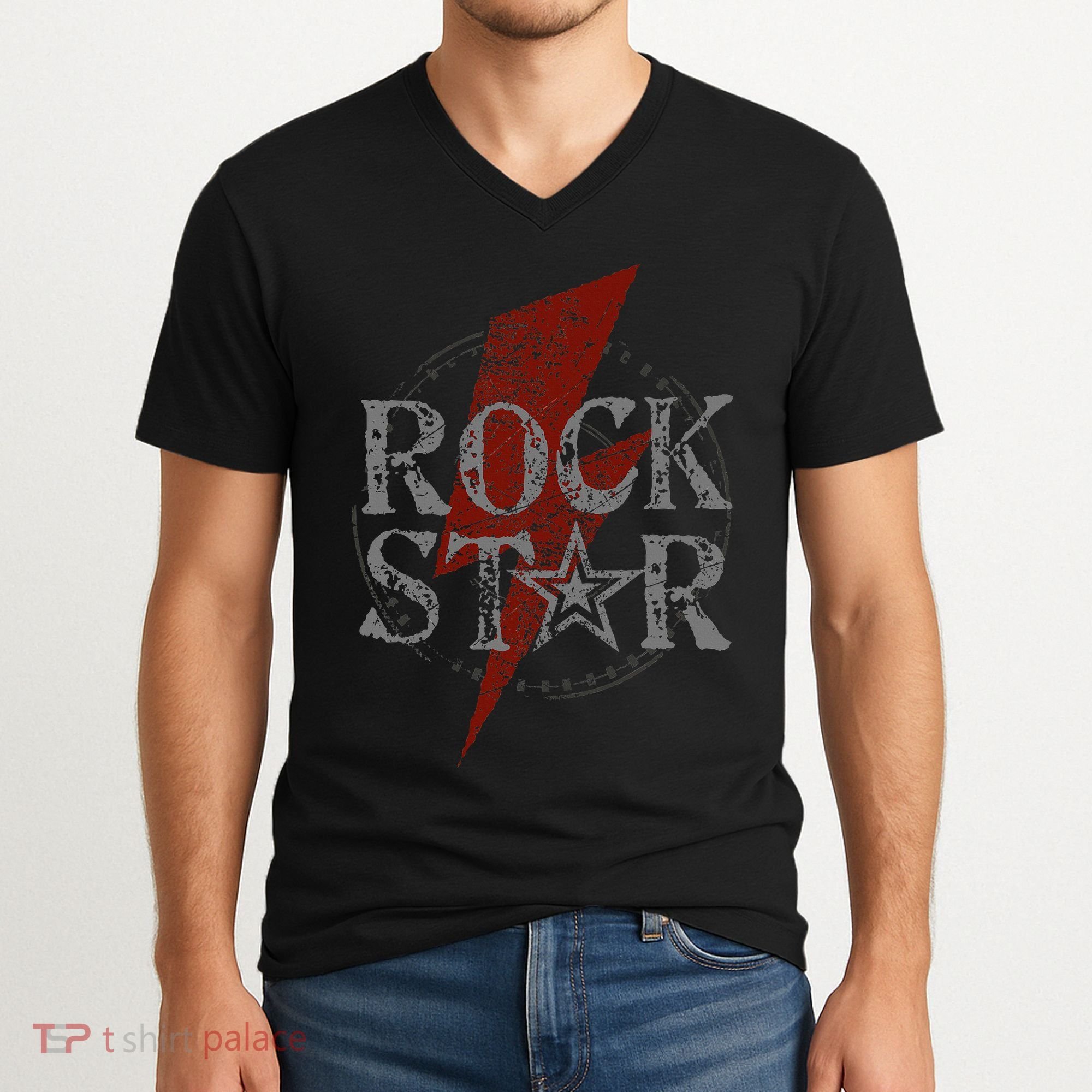 Rock Star Music Fan Gift Rock N Roll Star V-Neck T-Shirt