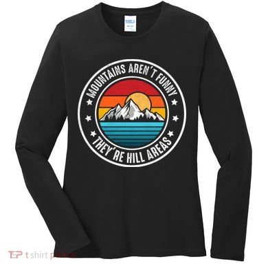 Retro Sunset Mountain Range For Nature Lovers Women's Long Sleeve Shirt
