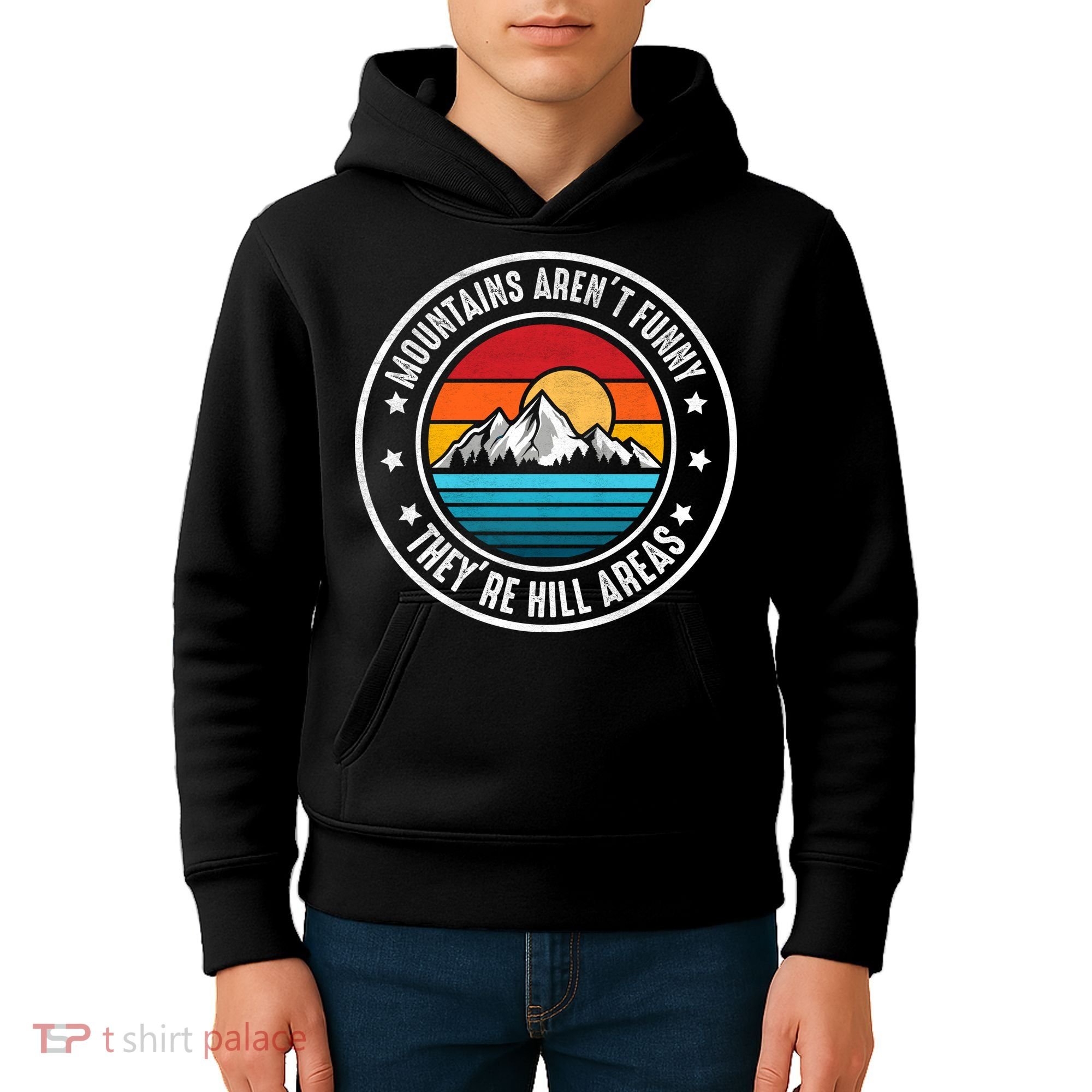 Retro Sunset Mountain Range For Nature Lovers Kids Hoodie