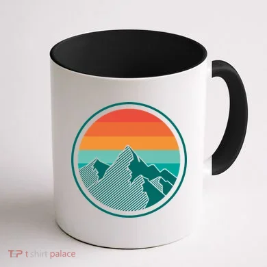 Retro Sunset Mountain Coffee Mug back