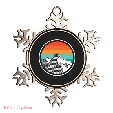 Retro Sunset Mountain Ornament