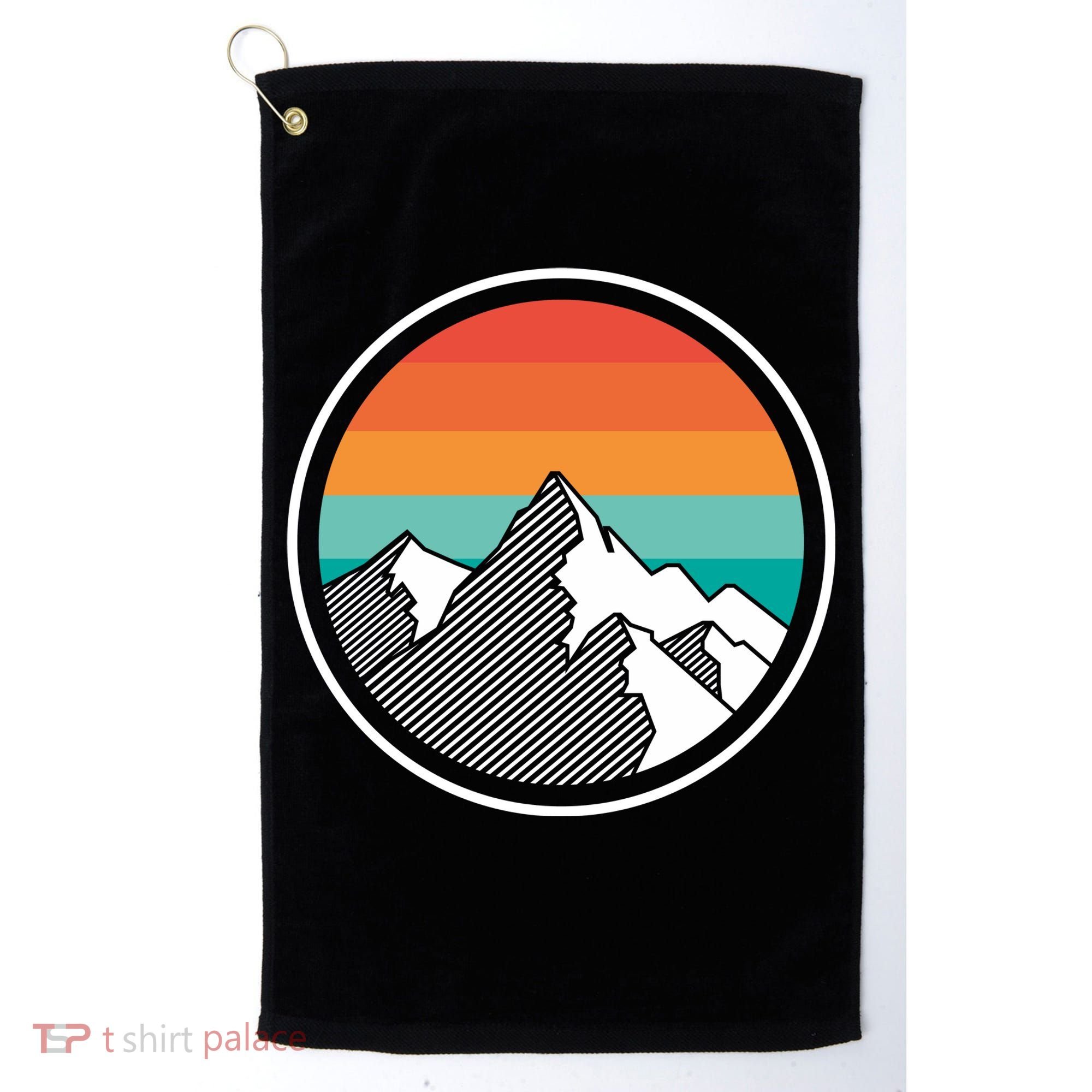 Retro Sunset Mountain Golf Towel