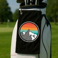 Retro Sunset Mountain Golf Towel thumb 2