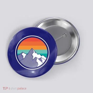 Retro Sunset Mountain Button