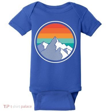 Retro Sunset Mountain Baby Bodysuit