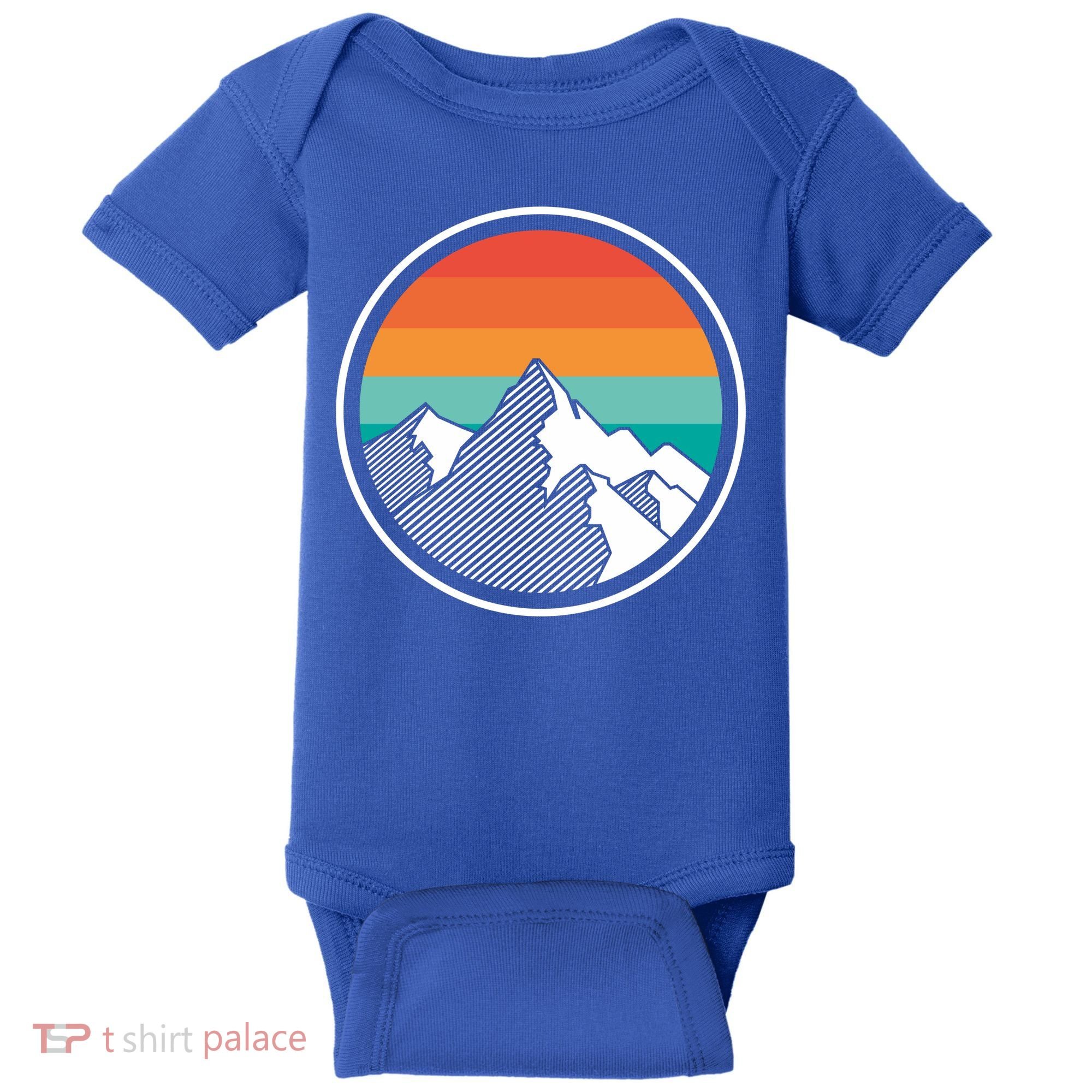 Retro Sunset Mountain Baby Bodysuit
