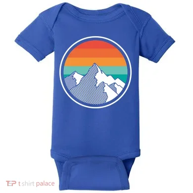 Retro Sunset Mountain Baby Bodysuit