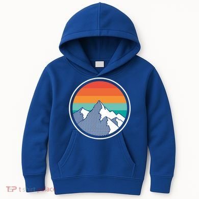 Retro Sunset Mountain Kids Hoodie