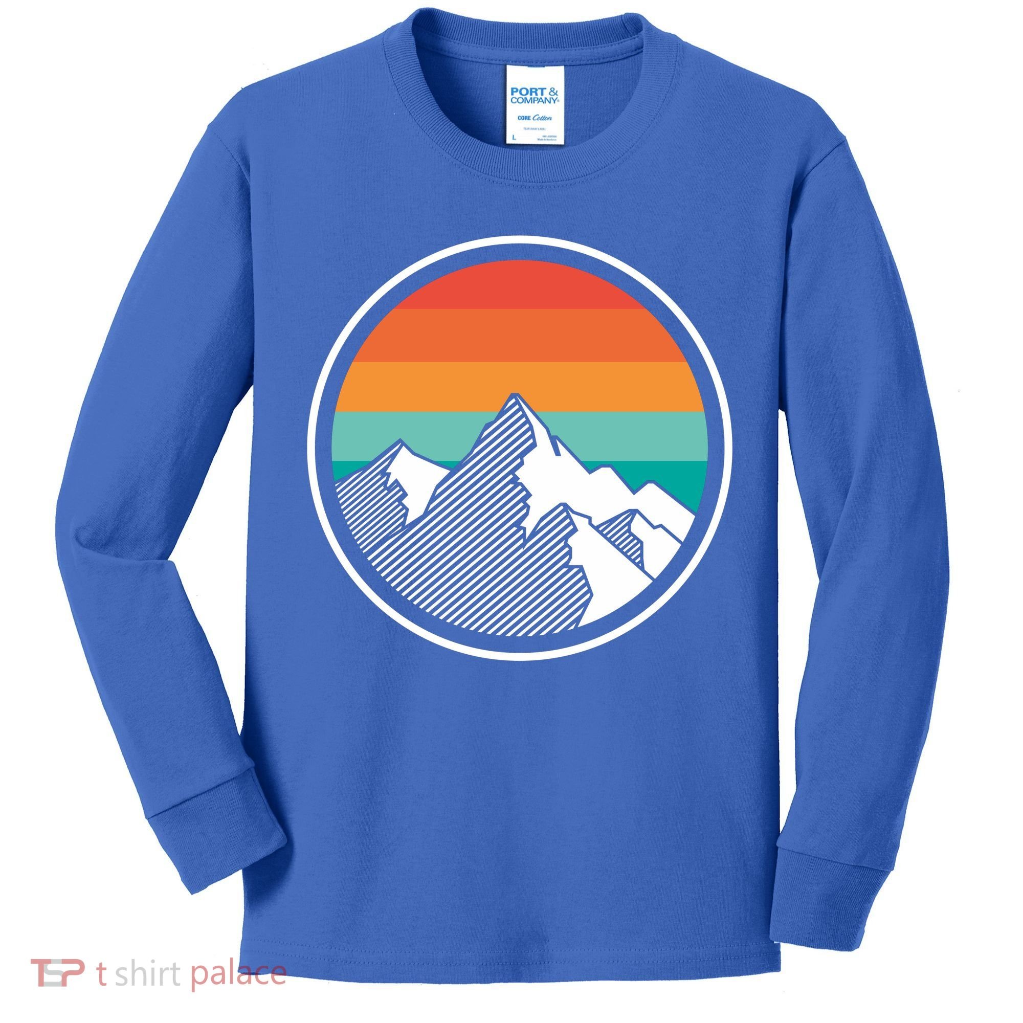 Retro Sunset Mountain Kids Long Sleeve Shirt