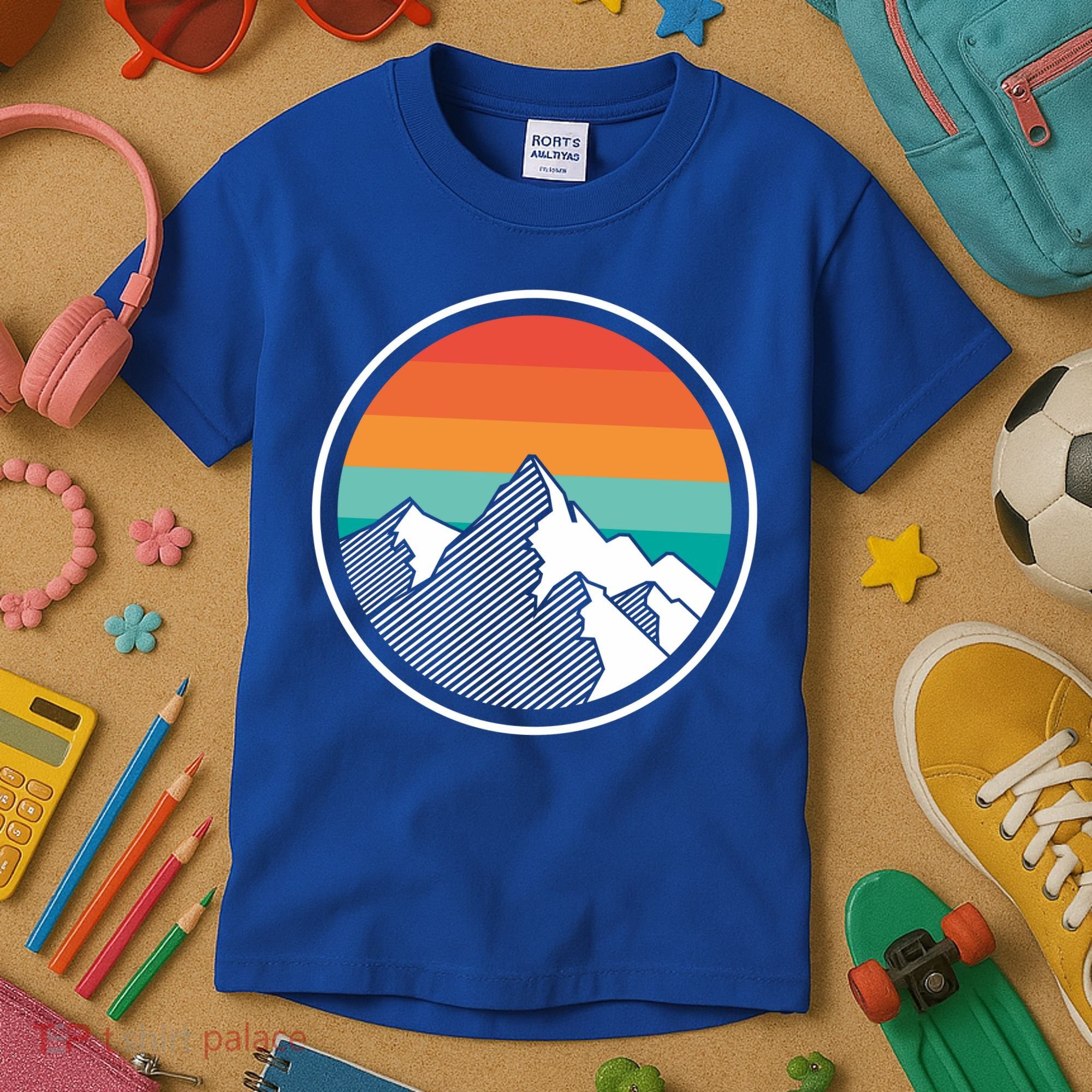 Retro Sunset Mountain Kids T-Shirt