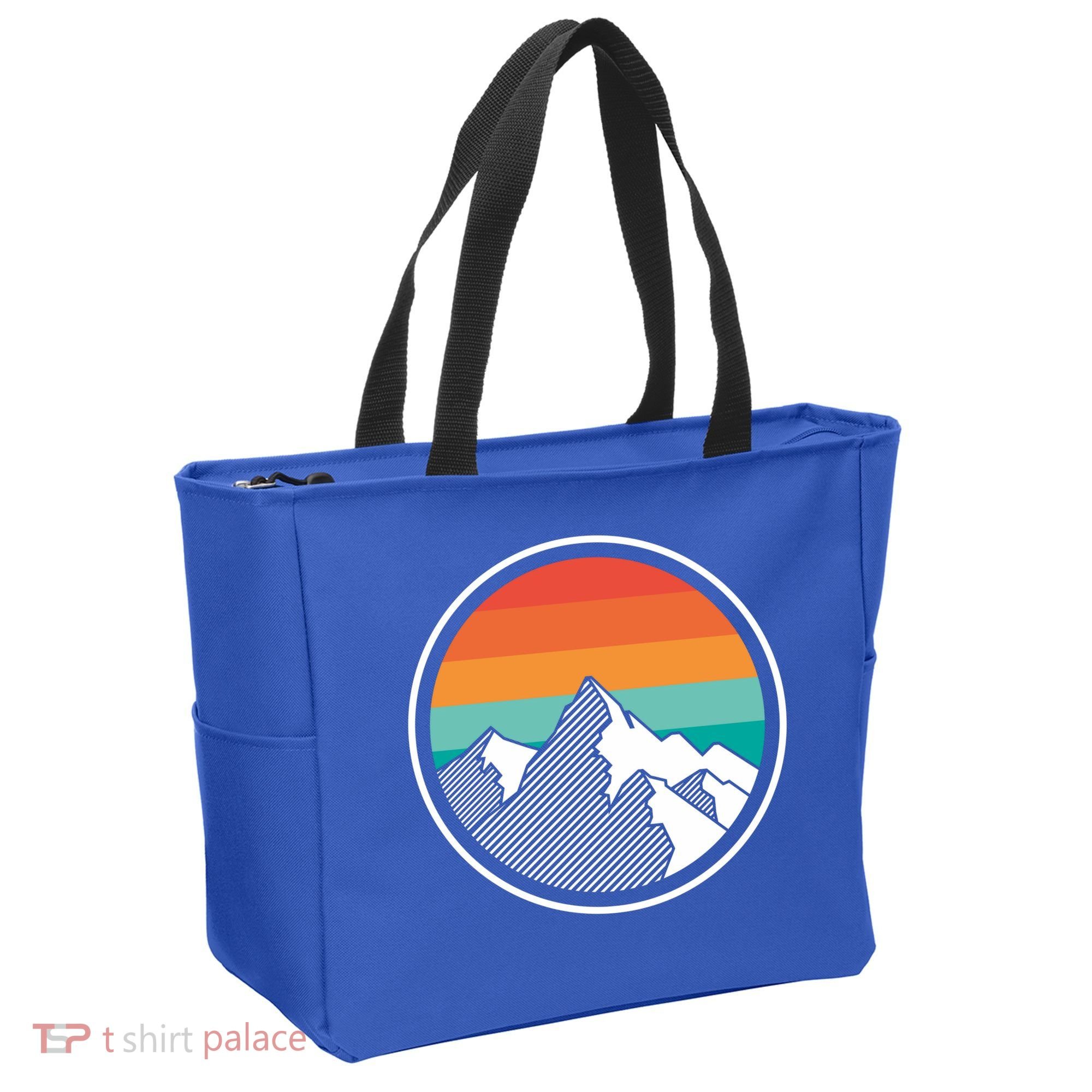 Retro Sunset Mountain Tote Bag