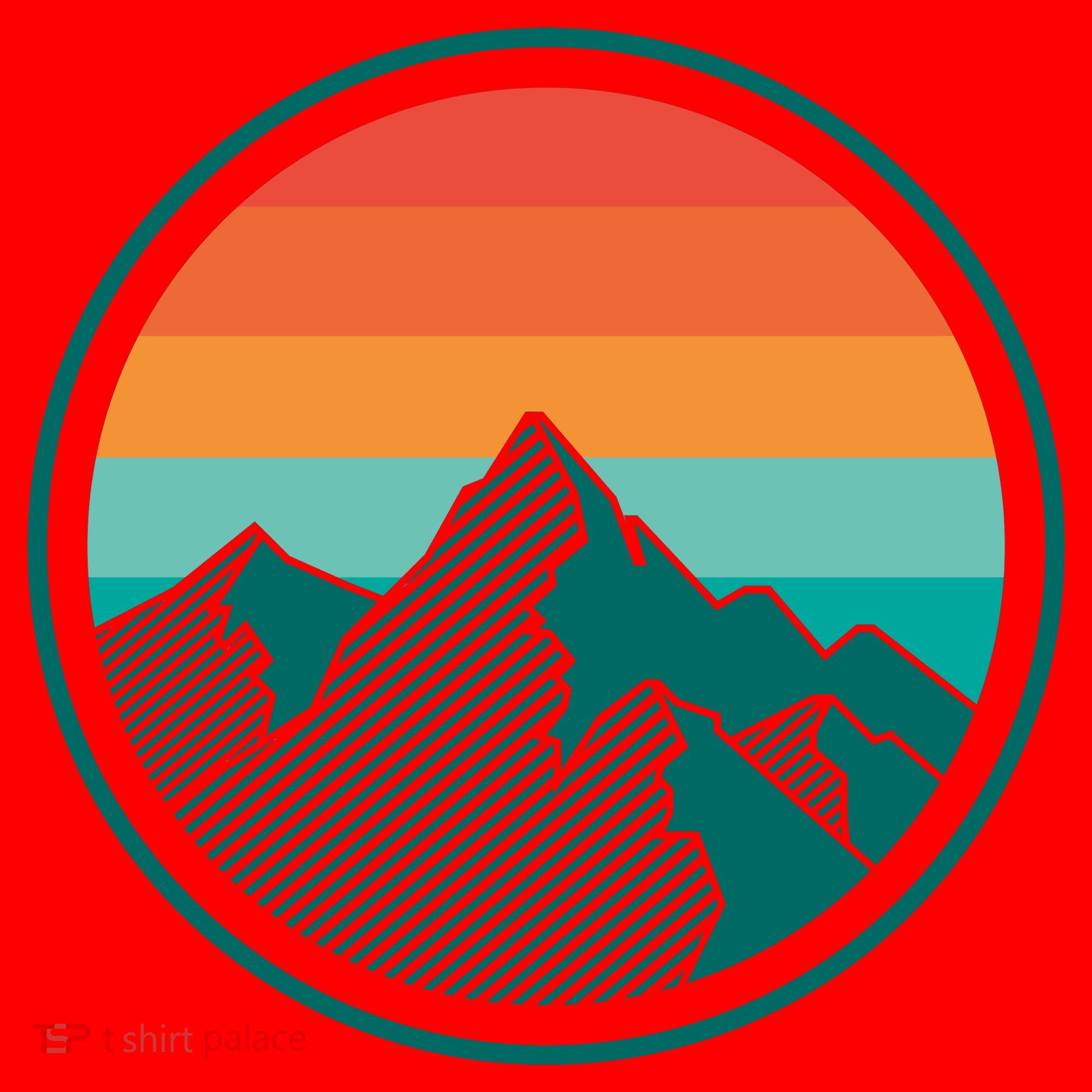 Retro Sunset Mountain Santa Hat