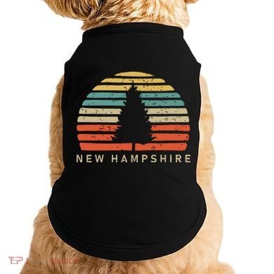 Retro Sunset New Hampshire Pine Tree Doggie Tank