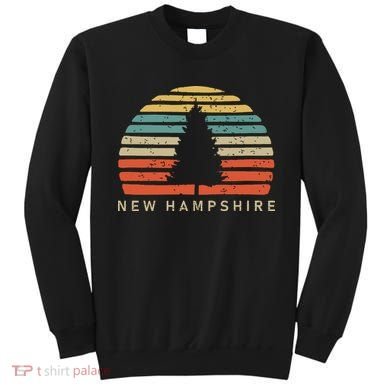 Retro Sunset New Hampshire Pine Tree Sweatshirt