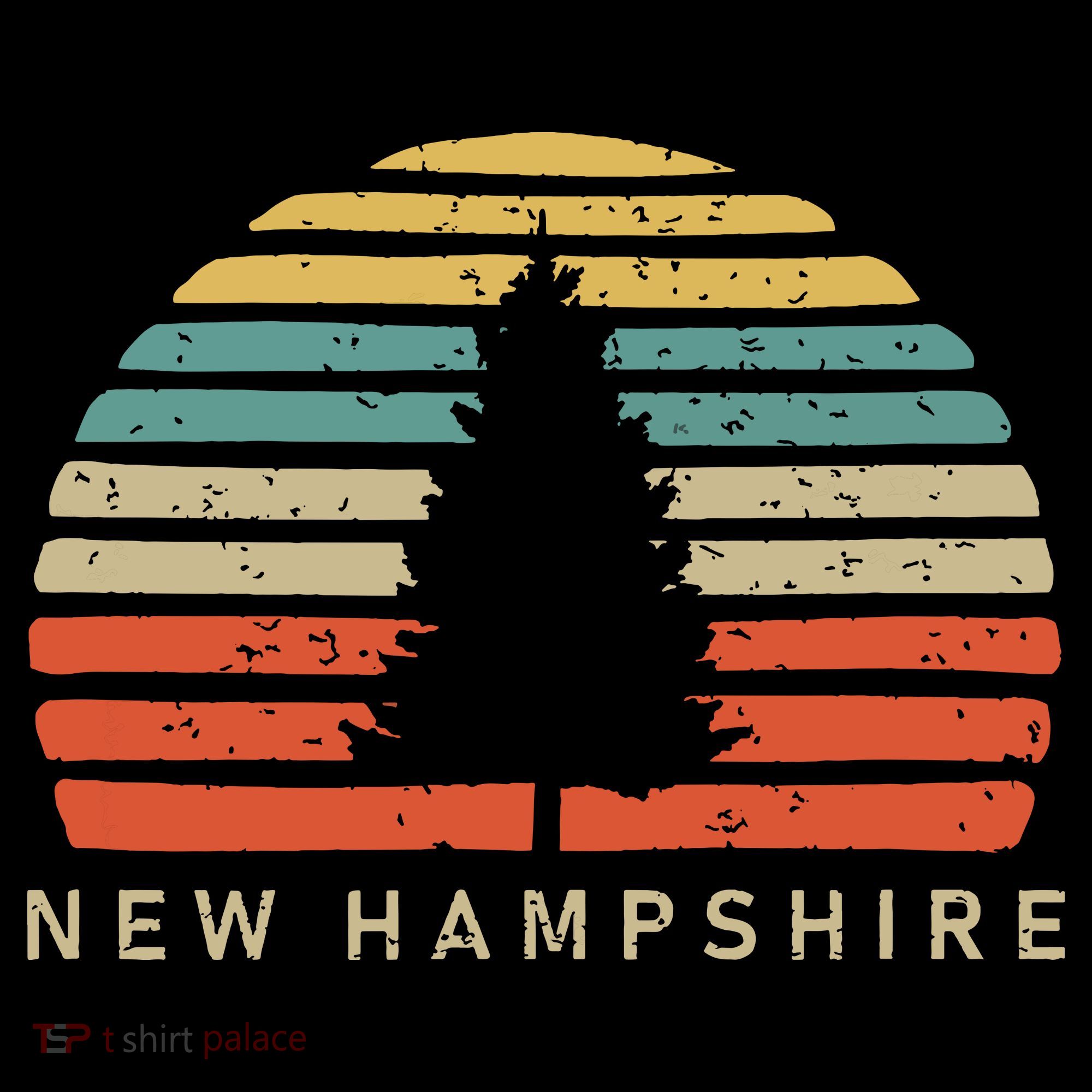 Retro Sunset New Hampshire Pine Tree Sweatshirt