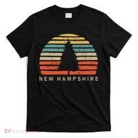 Retro Sunset New Hampshire Pine Tree T-Shirt thumb 0