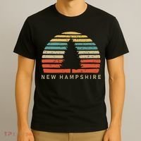 Retro Sunset New Hampshire Pine Tree T-Shirt thumb 3