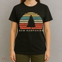 Retro Sunset New Hampshire Pine Tree T-Shirt thumb 4