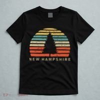 Retro Sunset New Hampshire Pine Tree T-Shirt thumb 5