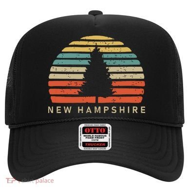 Retro Sunset New Hampshire Pine Tree Hat