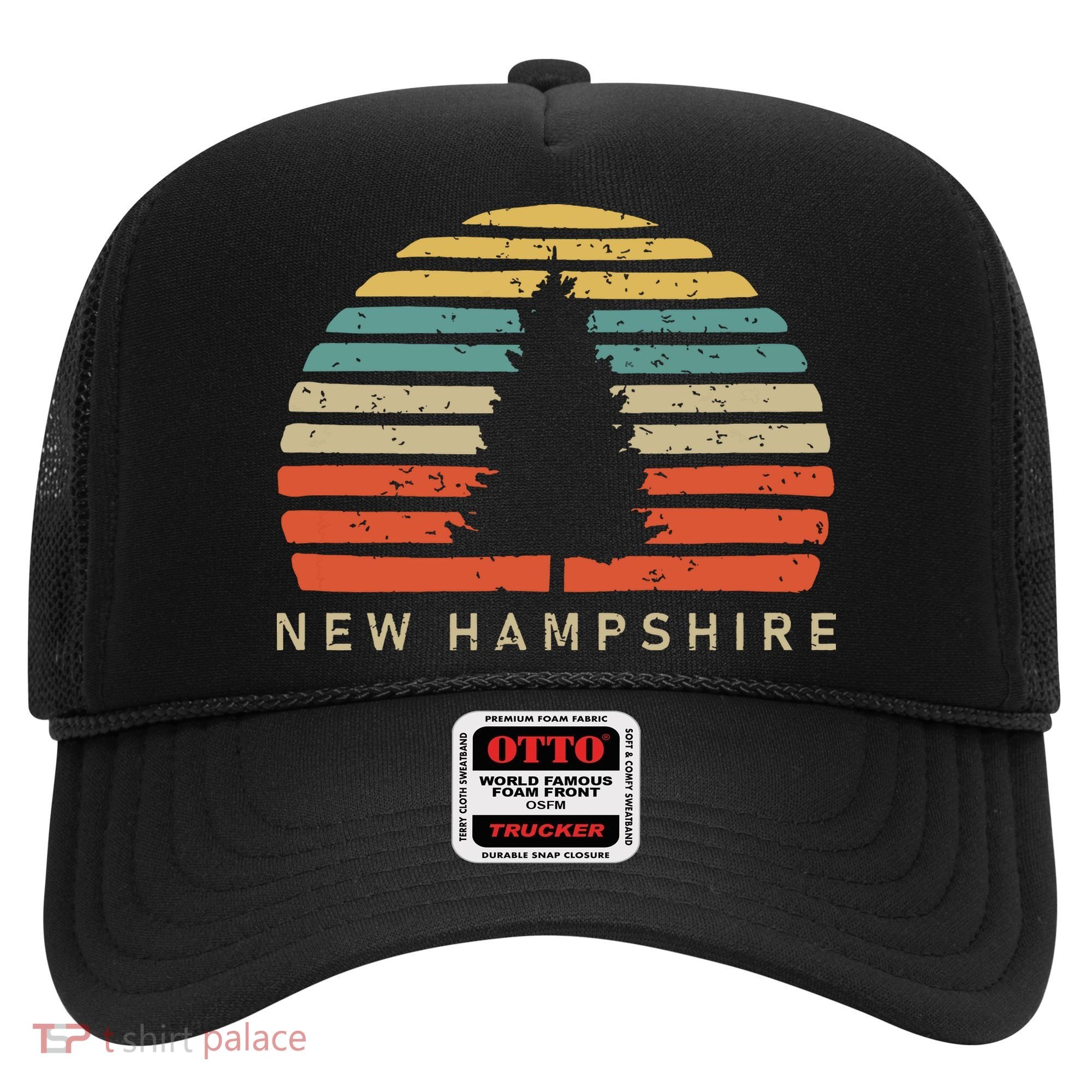 Retro Sunset New Hampshire Pine Tree Hat