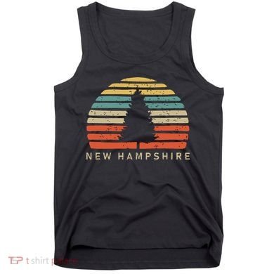 Retro Sunset New Hampshire Pine Tree Tank Top